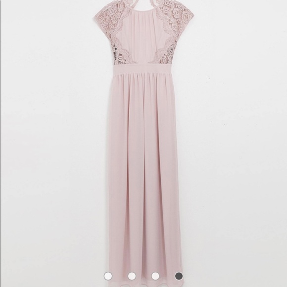 ASOS TFNC Exclusive Open Back Scalloped Lace Dress in Mink - Picture 3 of 4